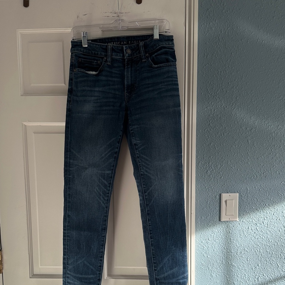 American Eagle Outfitters Men's Dark Blue Skinny Jeans